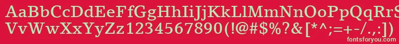 LinoLetterLtMedium-Schriftart – Grüne Schriften auf rotem Hintergrund