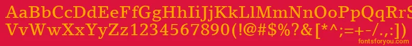 LinoLetterLtMedium-fontti – oranssit fontit punaisella taustalla