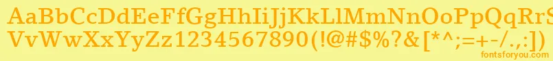 Fonte LinoLetterLtMedium – fontes laranjas em um fundo amarelo