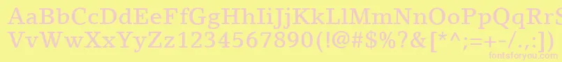 LinoLetterLtMedium-Schriftart – Rosa Schriften auf gelbem Hintergrund