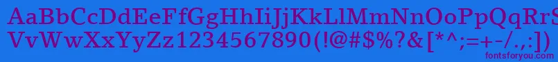 Czcionka LinoLetterLtMedium – fioletowe czcionki na niebieskim tle