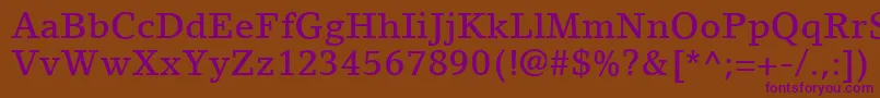 LinoLetterLtMedium-fontti – violetit fontit ruskealla taustalla