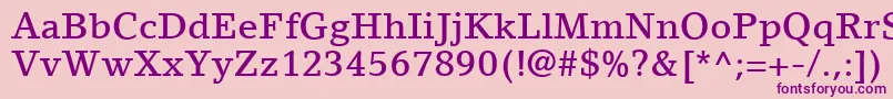 フォントLinoLetterLtMedium – ピンクの背景に紫のフォント