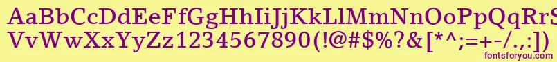 LinoLetterLtMedium Font – Purple Fonts on Yellow Background