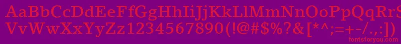 LinoLetterLtMedium-Schriftart – Rote Schriften auf violettem Hintergrund
