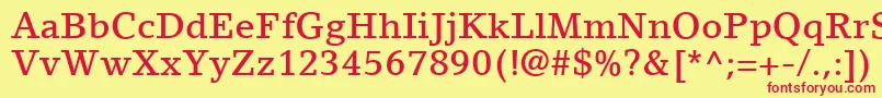 LinoLetterLtMedium-fontti – punaiset fontit keltaisella taustalla
