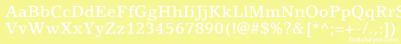 フォントLinoLetterLtMedium – 黄色い背景に白い文字