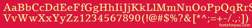 LinoLetterLtMedium-fontti – keltaiset fontit punaisella taustalla