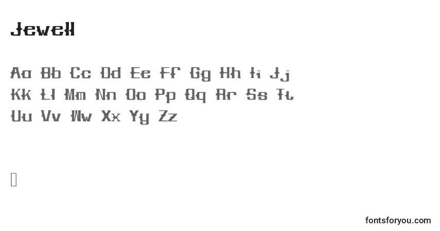 Czcionka Jewell – alfabet, cyfry, specjalne znaki