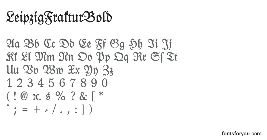 Czcionka LeipzigFrakturBold – alfabet, cyfry, specjalne znaki