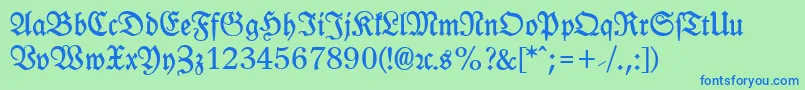 LeipzigFrakturBold Font – Blue Fonts on Green Background