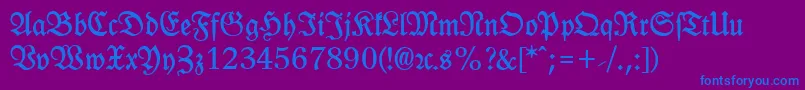 LeipzigFrakturBold-Schriftart – Blaue Schriften auf violettem Hintergrund