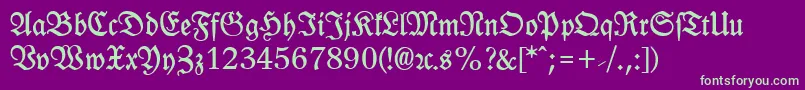 LeipzigFrakturBold Font – Green Fonts on Purple Background