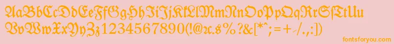 LeipzigFrakturBold-Schriftart – Orangefarbene Schriften auf rosa Hintergrund