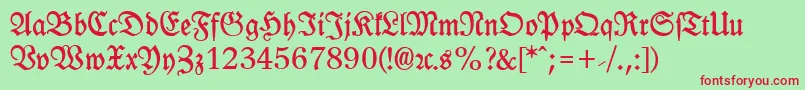 LeipzigFrakturBold Font – Red Fonts on Green Background