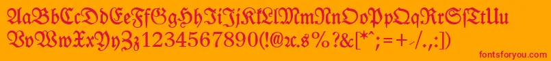 フォントLeipzigFrakturBold – オレンジの背景に赤い文字