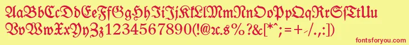 LeipzigFrakturBold Font – Red Fonts on Yellow Background