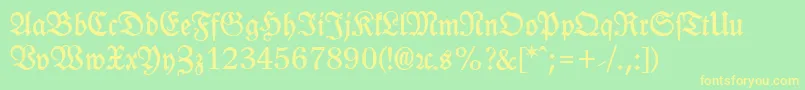 LeipzigFrakturBold Font – Yellow Fonts on Green Background