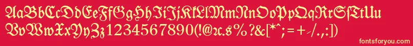 LeipzigFrakturBold Font – Yellow Fonts on Red Background