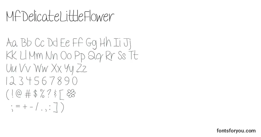 Шрифт MfDelicateLittleFlower – алфавит, цифры, специальные символы