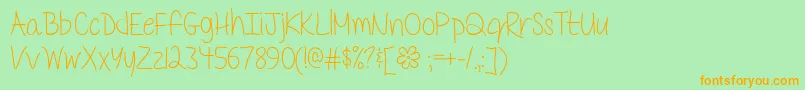 MfDelicateLittleFlower-Schriftart – Orangefarbene Schriften auf grünem Hintergrund
