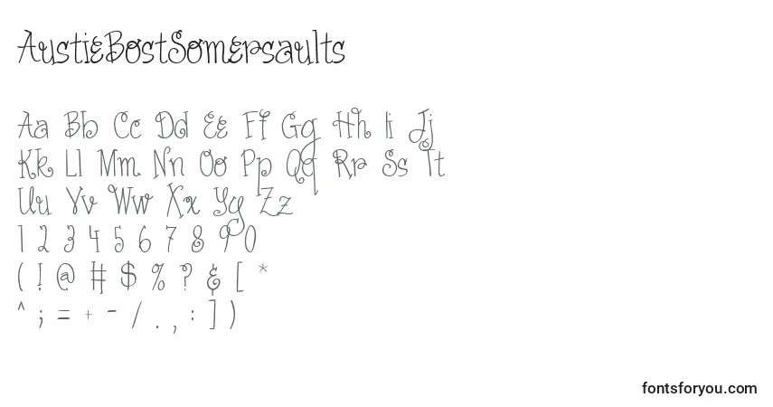 A fonte AustieBostSomersaults – alfabeto, números, caracteres especiais