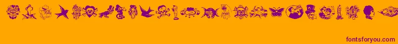 TattooViejaEscuela1 Font – Purple Fonts on Orange Background