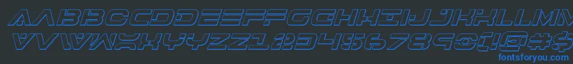 Fonte 7thservice3Dital – fontes azuis em um fundo preto