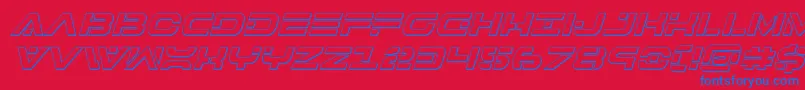 7thservice3Dital-Schriftart – Blaue Schriften auf rotem Hintergrund