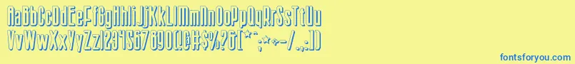 フォントSisterv2s – 青い文字が黄色の背景にあります。