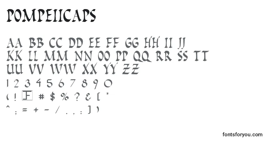 A fonte PompeiiCaps – alfabeto, números, caracteres especiais