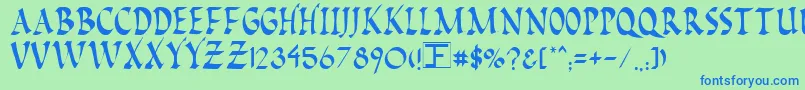 フォントPompeiiCaps – 青い文字は緑の背景です。