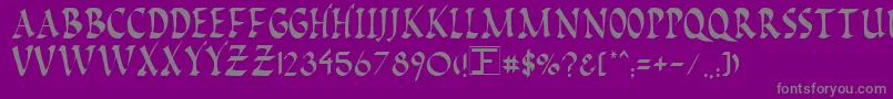 フォントPompeiiCaps – 紫の背景に灰色の文字
