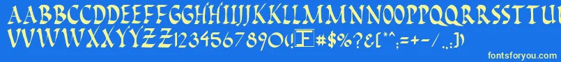 PompeiiCaps Font – Yellow Fonts on Blue Background