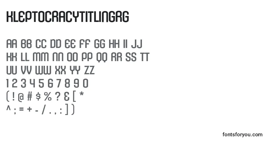Schriftart KleptocracyTitlingRg – Alphabet, Zahlen, spezielle Symbole