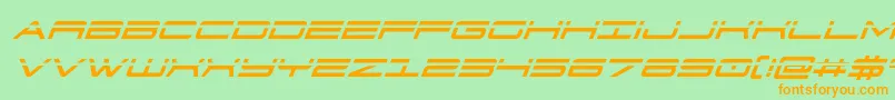 911porschav3laserital-Schriftart – Orangefarbene Schriften auf grünem Hintergrund