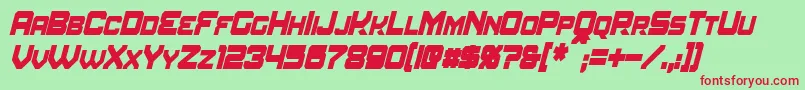 AmuroCondensedBoldItalic Font – Red Fonts on Green Background