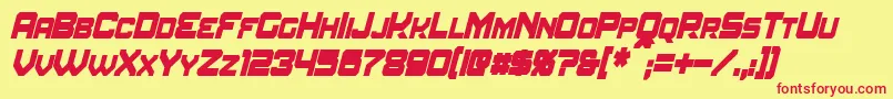 AmuroCondensedBoldItalic Font – Red Fonts on Yellow Background