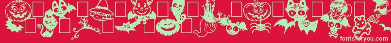 Hallocuties-Schriftart – Grüne Schriften auf rotem Hintergrund