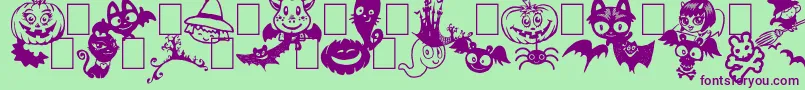 Czcionka Hallocuties – fioletowe czcionki na zielonym tle