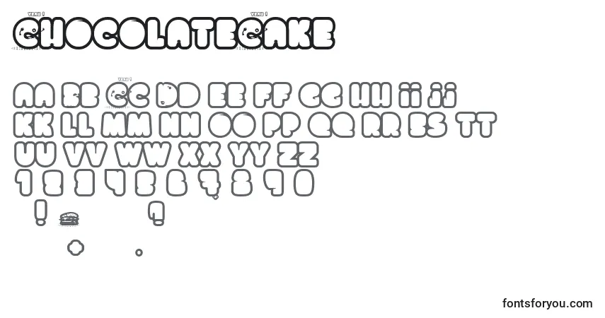 A fonte ChocolateCake – alfabeto, números, caracteres especiais