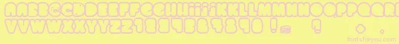 ChocolateCake-fontti – vaaleanpunaiset fontit keltaisella taustalla