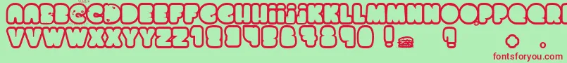 ChocolateCake-fontti – punaiset fontit vihreällä taustalla