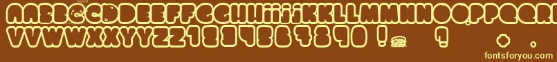 ChocolateCake-fontti – keltaiset fontit ruskealla taustalla