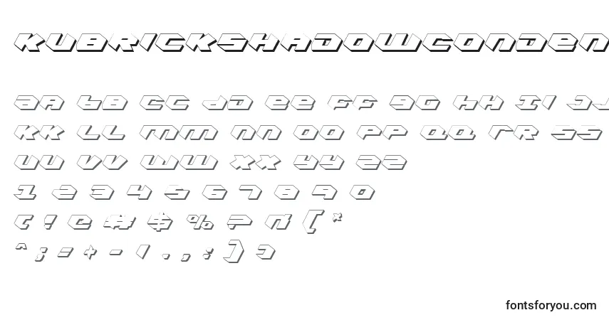 Шрифт KubrickShadowCondensed – алфавит, цифры, специальные символы