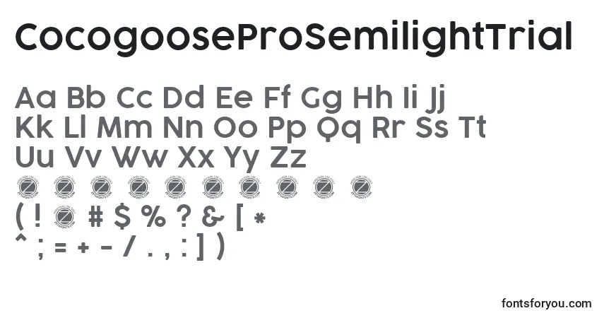 Fuente CocogooseProSemilightTrial - alfabeto, números, caracteres especiales