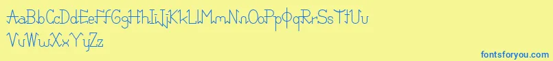 PixoDemo-Schriftart – Blaue Schriften auf gelbem Hintergrund