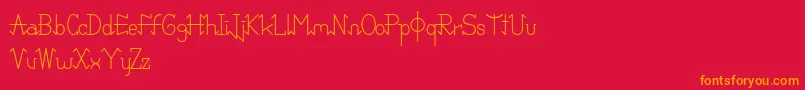 PixoDemo-Schriftart – Orangefarbene Schriften auf rotem Hintergrund