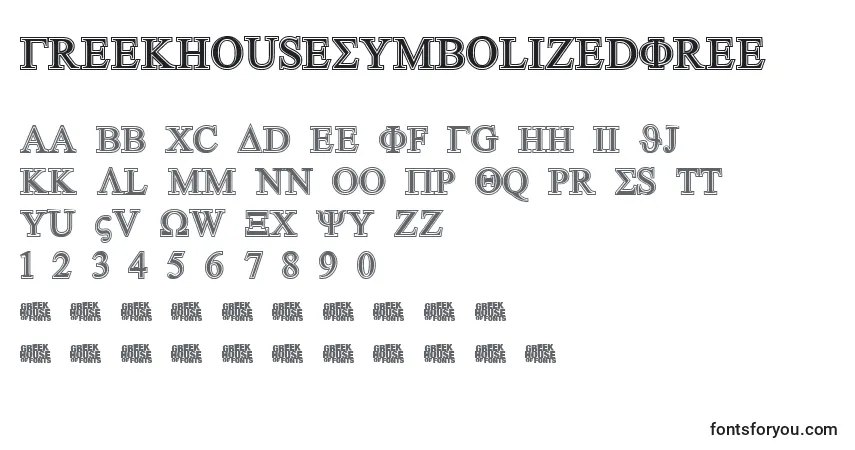 Czcionka GreekhouseSymbolizedFree – alfabet, cyfry, specjalne znaki