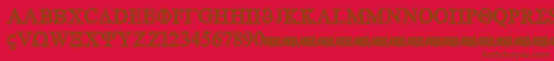 Czcionka GreekhouseSymbolizedFree – brązowe czcionki na czerwonym tle